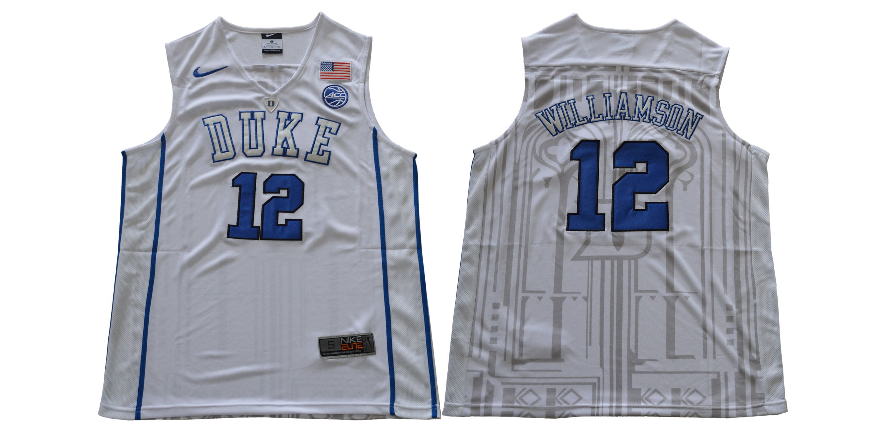 Men Duke Blue Devils #12 Williamson White Nike NCAA Jerseys->youth mlb jersey->Youth Jersey